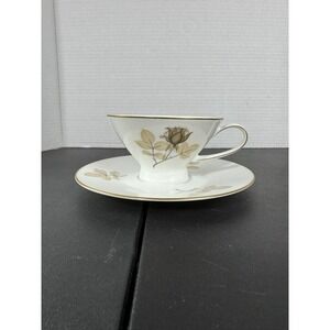 Vintage Tea Cup and Saucer Set, Gold Rose Floral Design, Elegant Coffee Cup